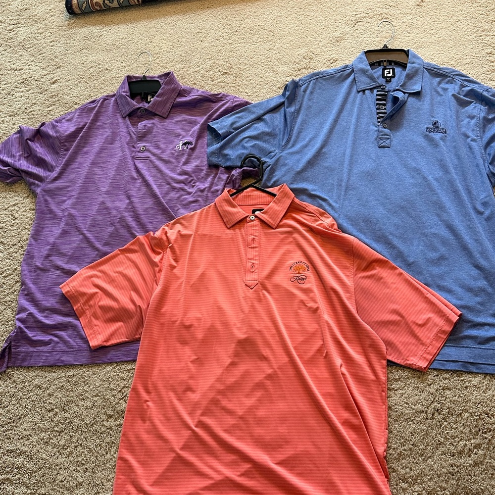 FootJoy Golf Polo BUNDLE Purple, Blue, Orange with Course Logos
